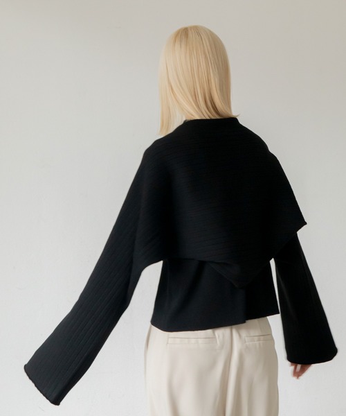 VACANCY(ヴァカンシー)の「アームショルダーマルチウェイニット(ニット/セーター・レディース・ブラック/ライトグレー・FREE)」の21枚目の写真