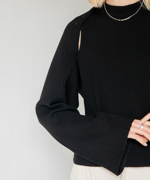 VACANCY(ヴァカンシー)の「アームショルダーマルチウェイニット(ニット/セーター・レディース・ブラック/ライトグレー・FREE)」の12枚目の写真