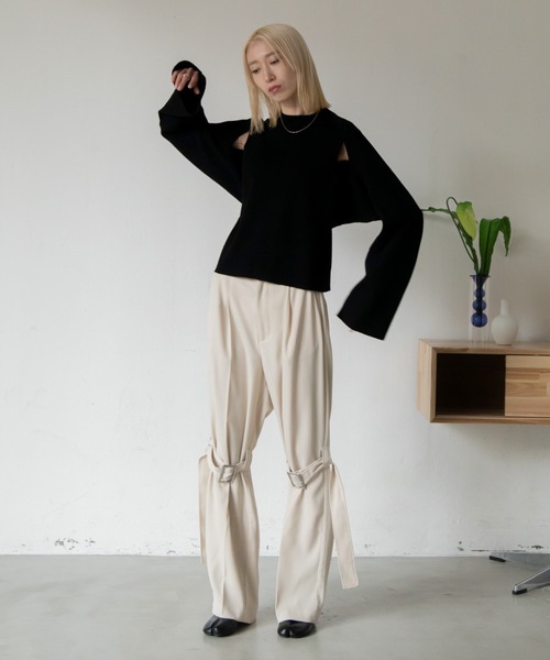 VACANCY(ヴァカンシー)の「アームショルダーマルチウェイニット(ニット/セーター・レディース・ブラック/ライトグレー・FREE)」の13枚目の写真