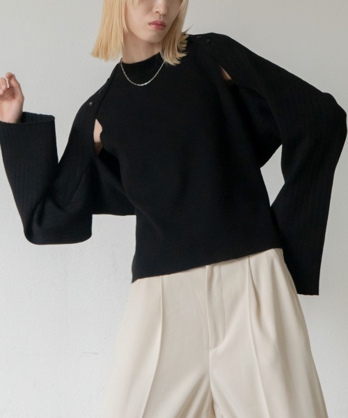 VACANCY(ヴァカンシー)の「アームショルダーマルチウェイニット(ニット/セーター・レディース・ブラック/ライトグレー・FREE)」の10枚目の写真