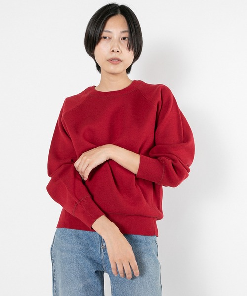 oblekt(オブレクト)の「LB.03/オブレクト/スウェットライクニットプルオーバー(ニット/セーター・レディース・グレー/レッド/ダークネイビー・FREE)」の3枚目の写真