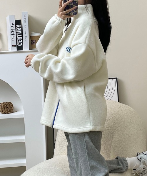 MAISON DE THERESE(メゾン ド テレーズ)の「暖かいボアアウター(ブルゾン・レディース・ネイビー/アイボリー・M/L)」の3枚目の写真