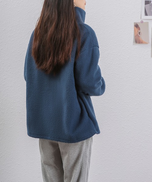 MAISON DE THERESE(メゾン ド テレーズ)の「暖かいボアアウター(ブルゾン・レディース・ネイビー/アイボリー・M/L)」の5枚目の写真