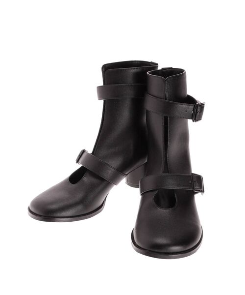merry jenny(メリージェニー)の「ダブルベルトブーツ(ブーツ・レディース・ブラック/ベージュ・MEDIUM/LARGE)」の2枚目の写真
