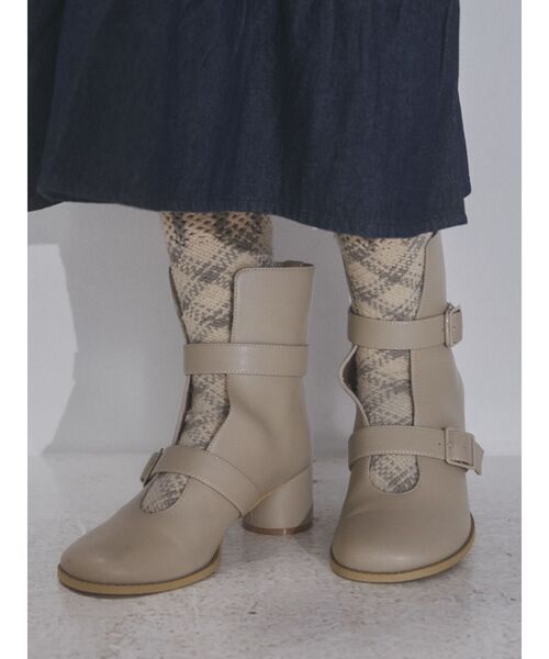 merry jenny(メリージェニー)の「ダブルベルトブーツ(ブーツ・レディース・ブラック/ベージュ・MEDIUM/LARGE)」の10枚目の写真