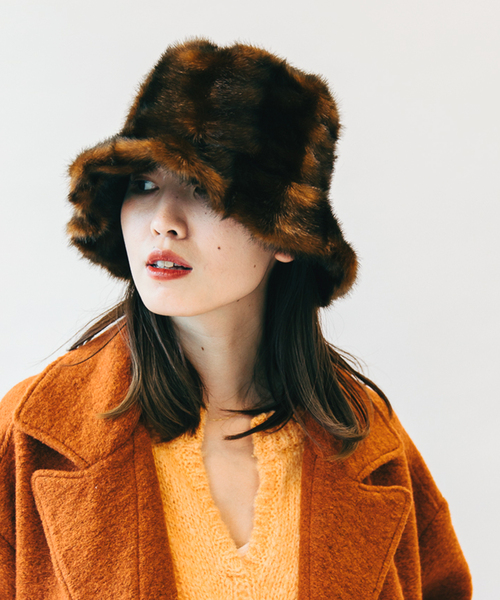 【JAKKE/ジャッキー】HATTIE PELTED MINK FAUX FUR：ファーハット