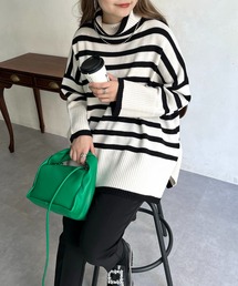 prose verse | ハイネックパネルボーダーニット(ニット/セーター)