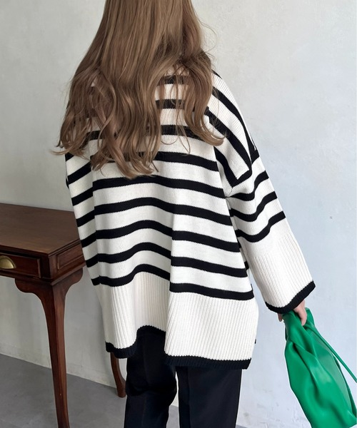 prose verse（プロズヴェール）の「ハイネックパネルボーダーニット（ニット/セーター・レディース・オフホワイト/ブラック・ﾌﾘ-）」の5枚目の写真