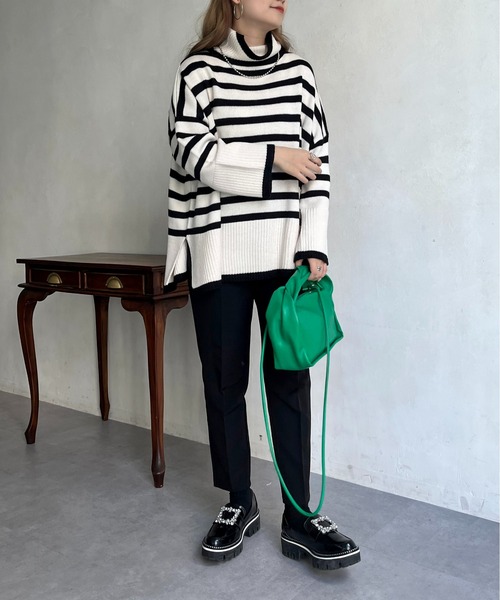 prose verse（プロズヴェール）の「ハイネックパネルボーダーニット（ニット/セーター・レディース・オフホワイト/ブラック・ﾌﾘ-）」の10枚目の写真