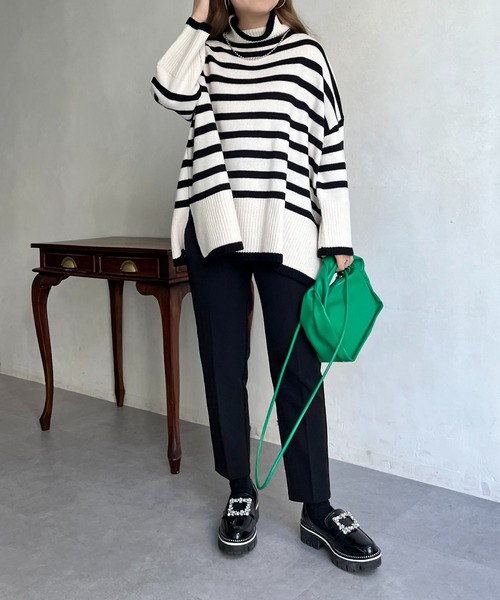 prose verse（プロズヴェール）の「ハイネックパネルボーダーニット（ニット/セーター・レディース・オフホワイト/ブラック・ﾌﾘ-）」の11枚目の写真