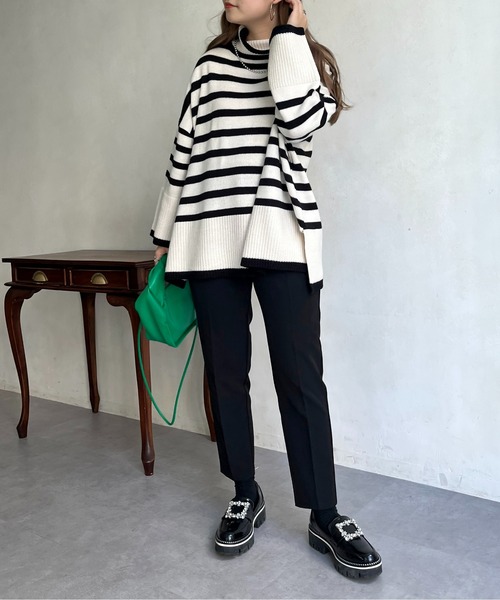 prose verse（プロズヴェール）の「ハイネックパネルボーダーニット（ニット/セーター・レディース・オフホワイト/ブラック・ﾌﾘ-）」の14枚目の写真