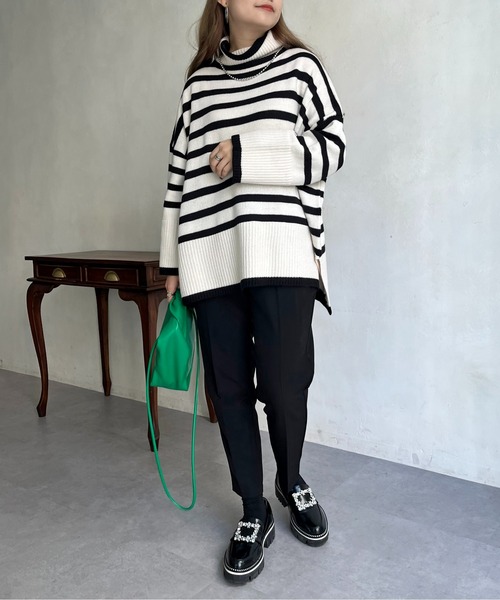 prose verse（プロズヴェール）の「ハイネックパネルボーダーニット（ニット/セーター・レディース・オフホワイト/ブラック・ﾌﾘ-）」の15枚目の写真