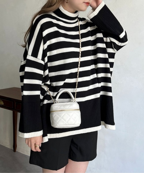 prose verse（プロズヴェール）の「ハイネックパネルボーダーニット（ニット/セーター・レディース・オフホワイト/ブラック・ﾌﾘ-）」の17枚目の写真