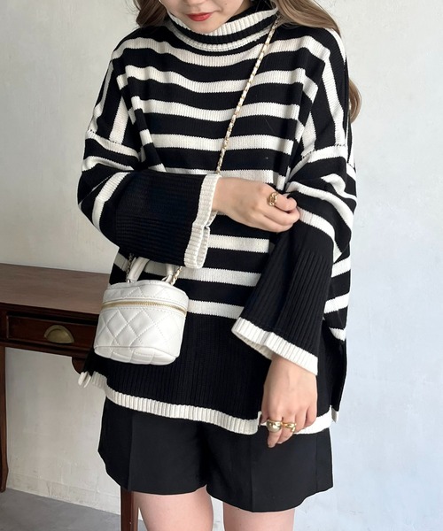 prose verse（プロズヴェール）の「ハイネックパネルボーダーニット（ニット/セーター・レディース・オフホワイト/ブラック・ﾌﾘ-）」の18枚目の写真