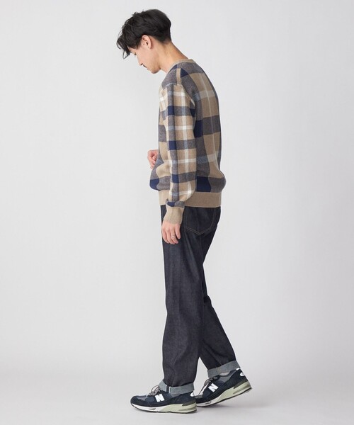 SHIPS（シップス）の「SHIPS:〈手洗い可能〉コットン カシミヤ チェック クルーネックニット（ニット/セーター・メンズ・ワイン/ブルー/グリーン/ベージュ・SMALL/MEDIUM/LARGE/X-LARGE）」の21枚目の写真