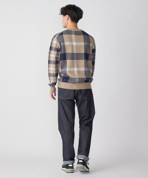 SHIPS（シップス）の「SHIPS:〈手洗い可能〉コットン カシミヤ チェック クルーネックニット（ニット/セーター・メンズ・ワイン/ブルー/グリーン/ベージュ・SMALL/MEDIUM/LARGE/X-LARGE）」の5枚目の写真