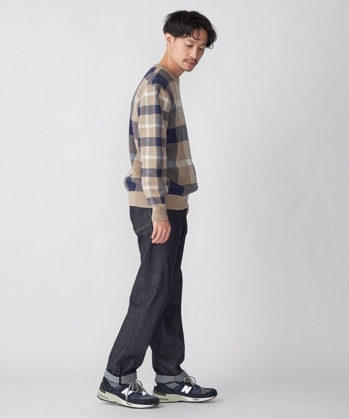 SHIPS（シップス）の「SHIPS:〈手洗い可能〉コットン カシミヤ チェック クルーネックニット（ニット/セーター・メンズ・ワイン/ブルー/グリーン/ベージュ・SMALL/MEDIUM/LARGE/X-LARGE）」の17枚目の写真