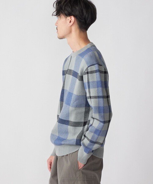 SHIPS（シップス）の「SHIPS:〈手洗い可能〉コットン カシミヤ チェック クルーネックニット（ニット/セーター・メンズ・ワイン/ブルー/グリーン/ベージュ・SMALL/MEDIUM/LARGE/X-LARGE）」の22枚目の写真