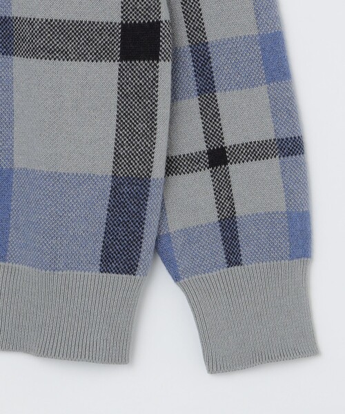 SHIPS（シップス）の「SHIPS:〈手洗い可能〉コットン カシミヤ チェック クルーネックニット（ニット/セーター・メンズ・ワイン/ブルー/グリーン/ベージュ・SMALL/MEDIUM/LARGE/X-LARGE）」の7枚目の写真