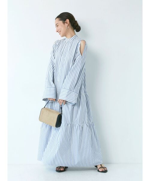 Ungrid(アングリッド)の「ショルダースリットスタンドカラーシャツワンピース(ワンピース・レディース・その他1/オフホワイト/ブラック・FREE)」の5枚目の写真