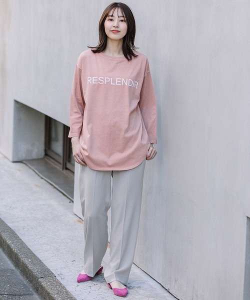 Munich（ミューニック）の「ピグメントバイオコットンジャージロゴプリントTシャツ（Tシャツ/カットソー・レディース・ホワイト/グレイッシュベージュ/ピンク/レッド・FREE）」の16枚目の写真