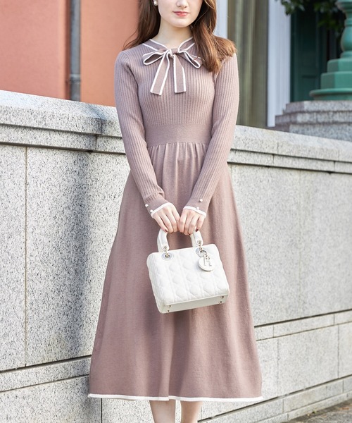 前後２ｗａｙ袖口パール付きバイカラーボウタイリボンワンピース ワンピース Tocco Closet トッコ クローゼット のファッション通販 Zozotown