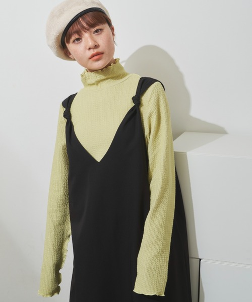 MERLOT(メルロー)の「フレアシルエットで楽に着れる レースラインジャンパースカート(ジャンパースカート・レディース・ベージュ/ブラック・FREE)」の9枚目の写真