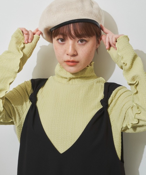 MERLOT(メルロー)の「フレアシルエットで楽に着れる レースラインジャンパースカート(ジャンパースカート・レディース・ベージュ/ブラック・FREE)」の7枚目の写真