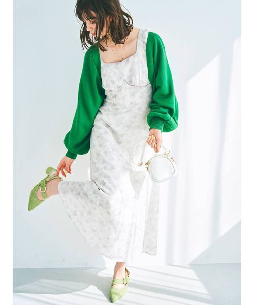 dazzlin(ダズリン)の「ビッグレースアップショートカーディガン(カーディガン/ボレロ・レディース・オフホワイト/グレー/グリーン/ネイビー・FREE)」の14枚目の写真