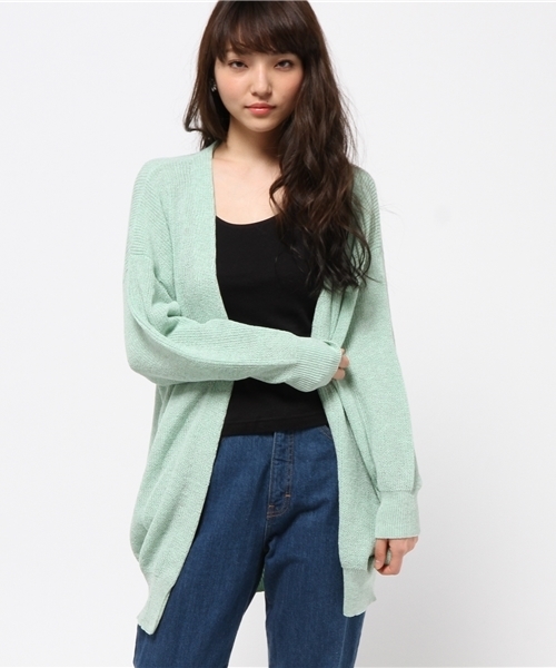 MOUSSY（マウジー）の「OVERSIZED KNIT CDK（カーディガン/ボレロ・レディース・ダークブルー/トップグレー/ライトグリーン・FREE）」の18枚目の写真
