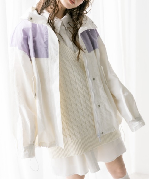 OLIVE des OLIVE（オリーブデオリーブ）の「配色マウンテンパーカー　1031070050（マウンテンパーカー・レディース・ベージュ/イエロー/オフホワイト・FREE）」の7枚目の写真