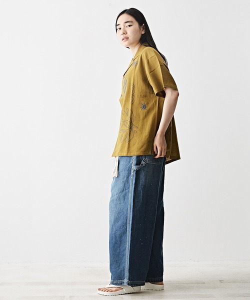 TOBILA（トビラ）の「コットンリネンボタニカル刺繍オープンカラーシャツ（シャツ/ブラウス・レディース・グレー/ナチュラル/マスタード/ネイビー・M）」の14枚目の写真