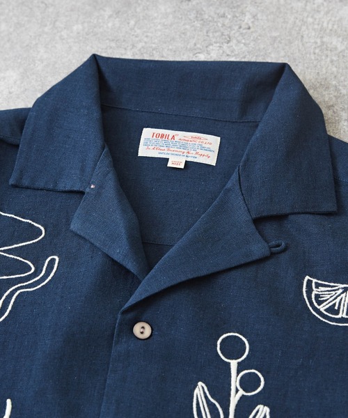 TOBILA（トビラ）の「コットンリネンボタニカル刺繍オープンカラーシャツ（シャツ/ブラウス・レディース・グレー/ナチュラル/マスタード/ネイビー・M）」の20枚目の写真