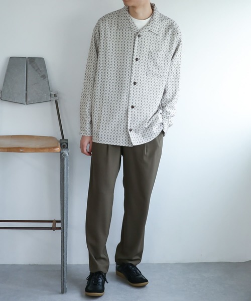 SENSE OF PLACE by URBAN RESEARCH（センスオブプレイスバイアーバンリサーチ）の「『セットアップ対応』コモンガラオープンカラールーズシャツA（シャツ/ブラウス・メンズ・ブラック/ライトカーキ/ライトベージュ・SMALL/MEDIUM/LARGE）」の9枚目の写真