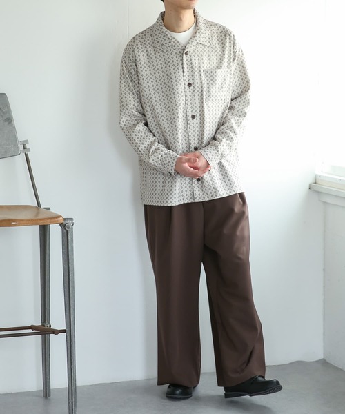 SENSE OF PLACE by URBAN RESEARCH（センスオブプレイスバイアーバンリサーチ）の「『セットアップ対応』コモンガラオープンカラールーズシャツA（シャツ/ブラウス・メンズ・ブラック/ライトカーキ/ライトベージュ・SMALL/MEDIUM/LARGE）」の11枚目の写真