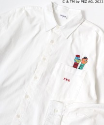 PEZ/ペッツ ワンポイントロゴ キャラクター刺繍 無地 ストライプ オーバーサイズ レギュラーカラーシャツ メンズ レディース