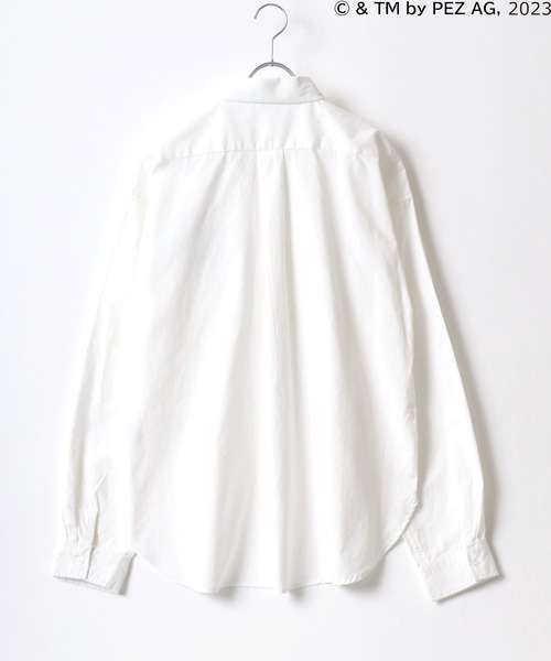 MARUKAWA（マルカワ）の「PEZ/ペッツ ワンポイントロゴ キャラクター刺繍 無地 ストライプ オーバーサイズ レギュラーカラーシャツ メンズ レディース（シャツ/ブラウス・メンズ・ブルー系その他/グリーン/ホワイト・M/L）」の5枚目の写真
