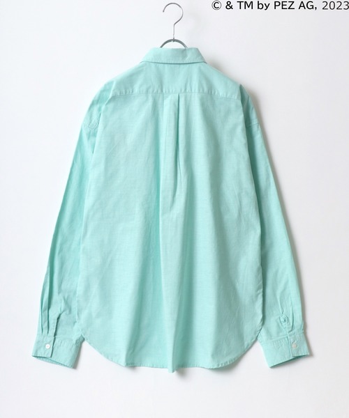 MARUKAWA（マルカワ）の「PEZ/ペッツ ワンポイントロゴ キャラクター刺繍 無地 ストライプ オーバーサイズ レギュラーカラーシャツ メンズ レディース（シャツ/ブラウス・メンズ・ブルー系その他/グリーン/ホワイト・M/L）」の7枚目の写真