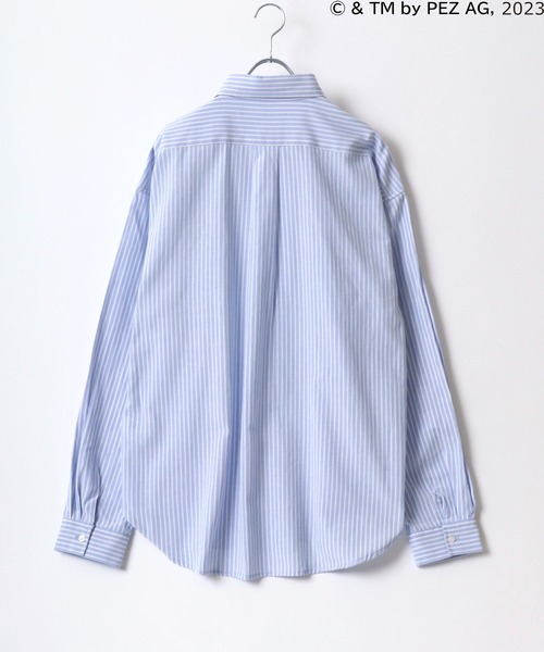MARUKAWA（マルカワ）の「PEZ/ペッツ ワンポイントロゴ キャラクター刺繍 無地 ストライプ オーバーサイズ レギュラーカラーシャツ メンズ レディース（シャツ/ブラウス・メンズ・ブルー系その他/グリーン/ホワイト・M/L）」の9枚目の写真