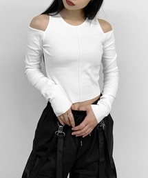 Center seam shoulder cut tops / センターシームショルダーカットトップス