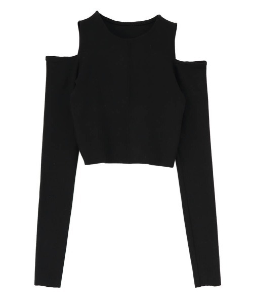 LVEU.（ラブユ.）の「Center seam shoulder cut tops / センターシームショルダーカットトップス（Tシャツ/カットソー・レディース・ブラック/ホワイト・FREE）」の19枚目の写真
