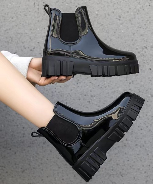 aimoha（アイモハ）の「厚底ショートレインブーツ（レインシューズ・レディース・ライトベージュ/ライトグレー/ピンク/ベージュ/パープル/ブラック・23.0cm/25.0cm/23.5cm/24.5cm/24.0cm/25.5cm）」の19枚目の写真