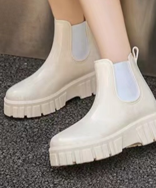 aimoha（アイモハ）の「厚底ショートレインブーツ（レインシューズ・レディース・ライトベージュ/ライトグレー/ピンク/ベージュ/パープル/ブラック・23.0cm/25.0cm/23.5cm/24.5cm/24.0cm/25.5cm）」の16枚目の写真