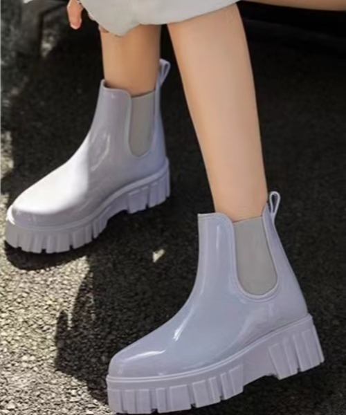 aimoha（アイモハ）の「厚底ショートレインブーツ（レインシューズ・レディース・ライトベージュ/ライトグレー/ピンク/ベージュ/パープル/ブラック・23.0cm/25.0cm/23.5cm/24.5cm/24.0cm/25.5cm）」の18枚目の写真