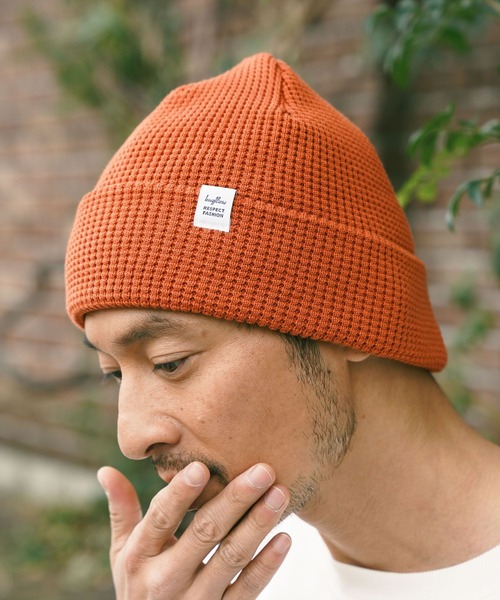 BAYFLOW（ベイフロー）の「ワッフルニットワッチ（ニットキャップ/ビーニー・メンズ・ブラック/オレンジ/ナチュラル/アクア/クリアブルー/グレー/オレンジ系その他2・FREE）」の6枚目の写真