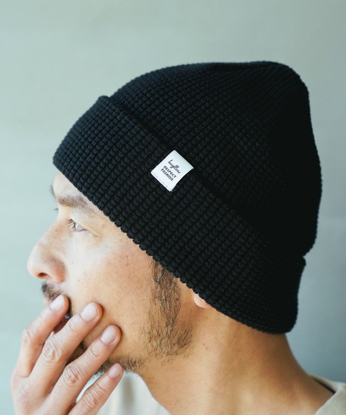 BAYFLOW（ベイフロー）の「ワッフルニットワッチ（ニットキャップ/ビーニー・メンズ・ブラック/オレンジ/ナチュラル/アクア/クリアブルー/グレー/オレンジ系その他2・FREE）」の2枚目の写真