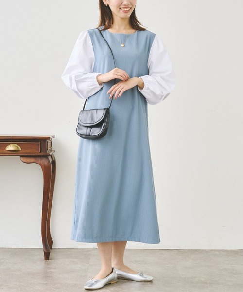 Chez toi(シェトワ)の「袖布帛カットワンピース(ワンピース・レディース・カーキ/ブラック/ブルー・FREE)」の4枚目の写真