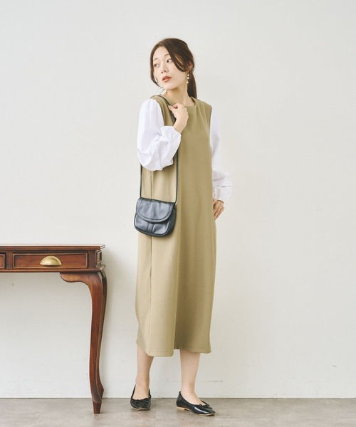 Chez toi(シェトワ)の「袖布帛カットワンピース(ワンピース・レディース・カーキ/ブラック/ブルー・FREE)」の10枚目の写真