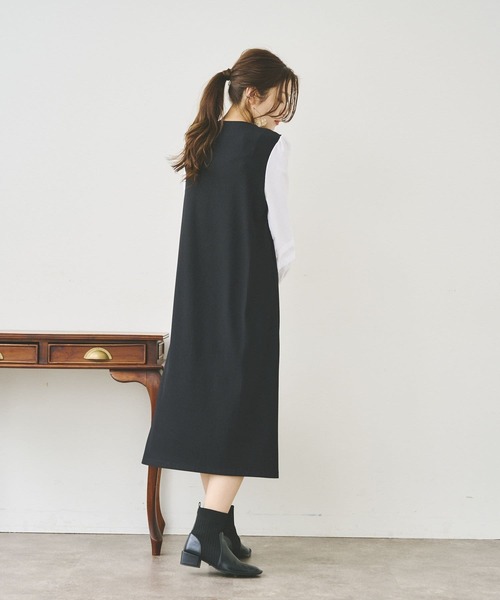 Chez toi(シェトワ)の「袖布帛カットワンピース(ワンピース・レディース・カーキ/ブラック/ブルー・FREE)」の12枚目の写真