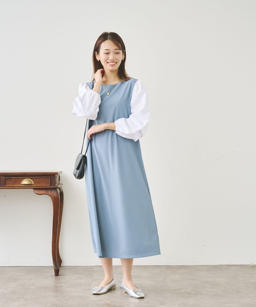 Chez toi(シェトワ)の「袖布帛カットワンピース(ワンピース・レディース・カーキ/ブラック/ブルー・FREE)」の15枚目の写真